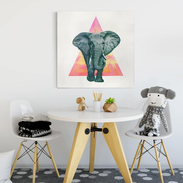Leinwandbilder Tiere Illustration Elefant vor Dreieck Malerei
