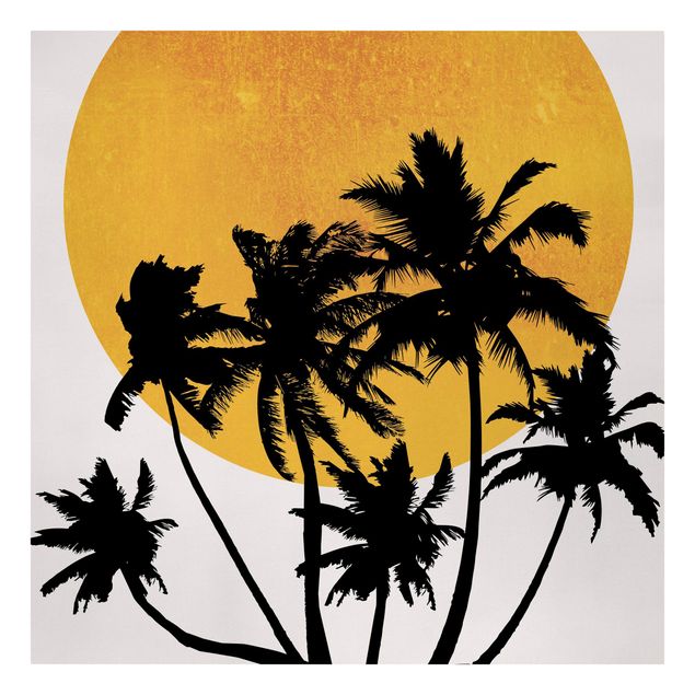 Bilder Palmen vor goldener Sonne
