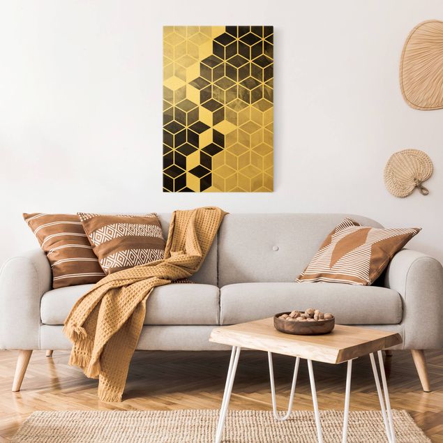moderne Leinwandbilder Goldene Geometrie - Schwarz Weiß