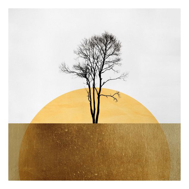 Leinwandbilder Goldene Sonne mit Baum