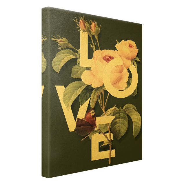 Leinwandbilder kaufen Florale Typografie - Love