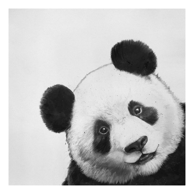 Leinwandbilder kaufen Illustration Panda Schwarz Weiß Malerei