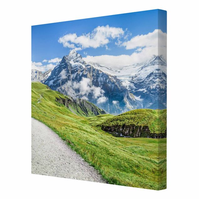 Leinwandbild - Grindelwald Panorama - Quadrat 1:1