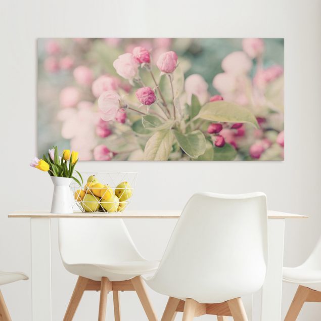 Blumenbilder auf Leinwand Apfelblüte Bokeh rosa