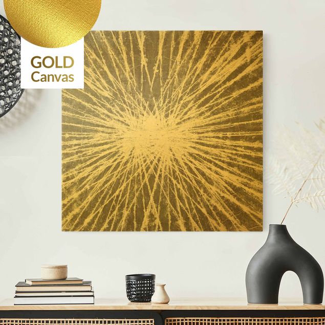 Leinwandbilder Gold Canvas Weiße Strahlen II