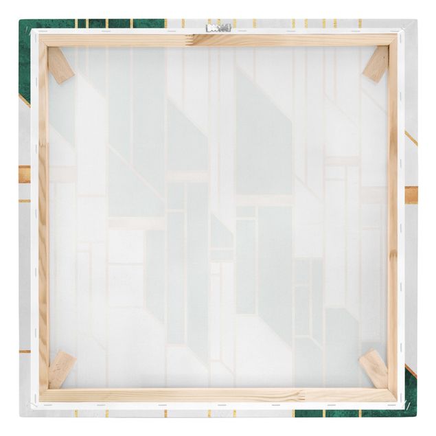 Leinwandbild - Elisabeth Fredriksson - Emerald und Gold Geometrie - Quadrat 1:1