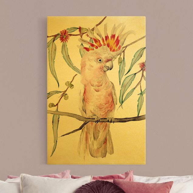moderne Leinwandbilder Kakadu mit Rosa Federn