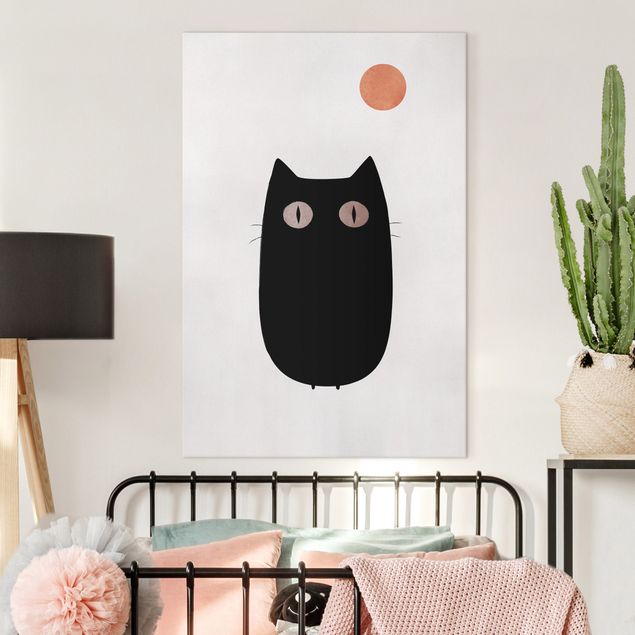 Leinwandbild Katze Schwarze Katze Illustration