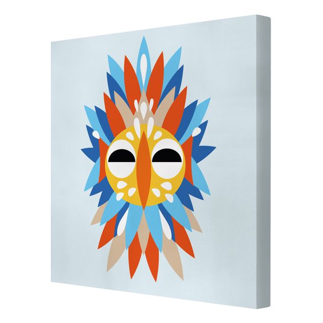 Leinwandbild - Collage Ethno Maske - Papagei - Quadrat 1:1