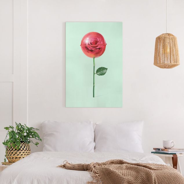 Blumenbilder auf Leinwand Rose mit Lollipop