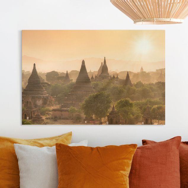 Natur Leinwand Sonnenuntergang über Bagan