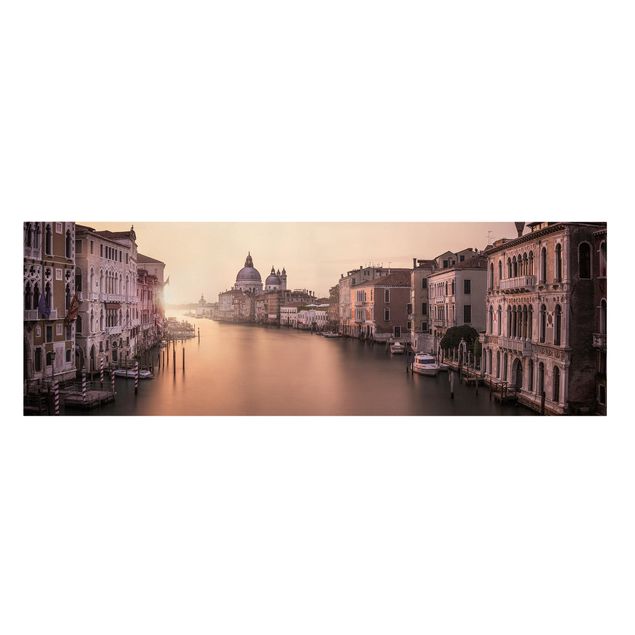 Leinwandbild - Abendstimmung in Venedig - Panorama Quer