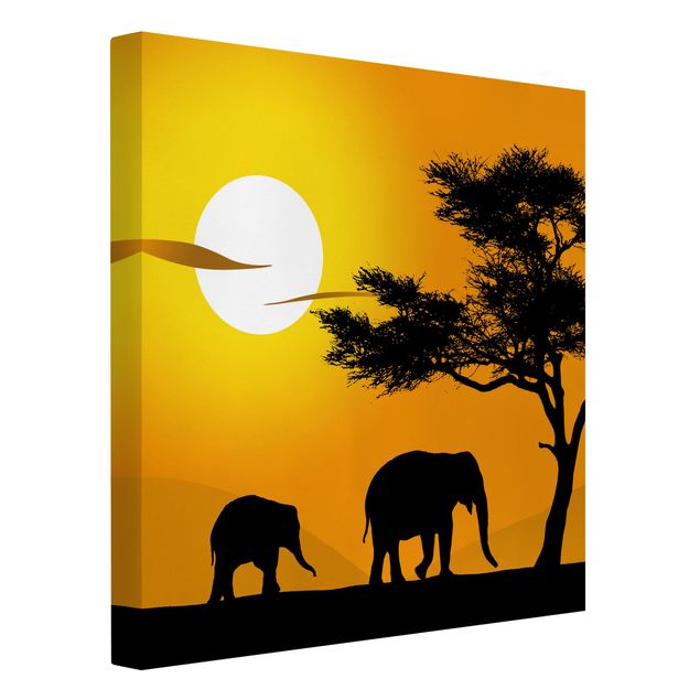 Sonnenuntergang Leinwand African Elefant Walk