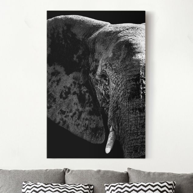 Leinwandbilder schwarz-weiß Afrikanischer Elefant schwarz-weiß