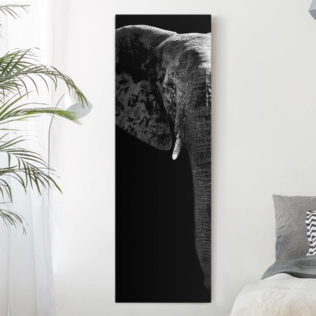 Leinwand schwarz-weiß Afrikanischer Elefant schwarz-weiß
