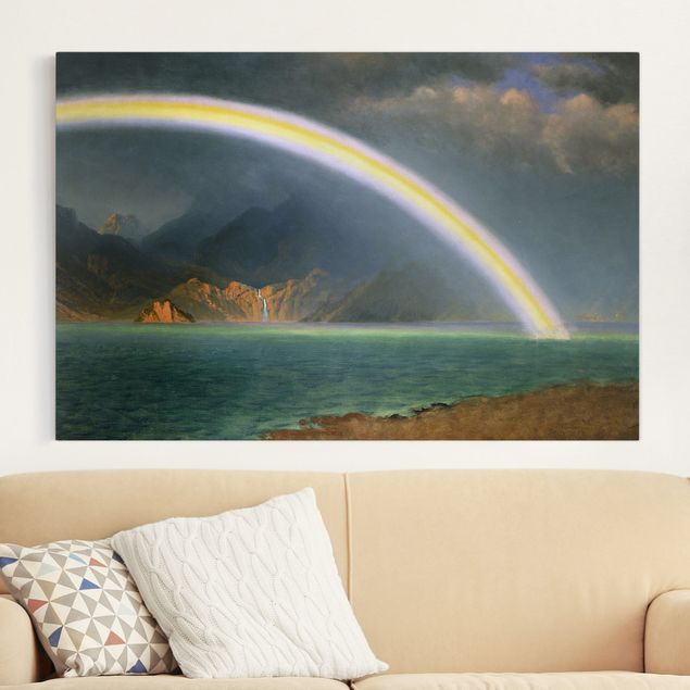 Leinwand Natur Albert Bierstadt - Regenbogen über Jenny Lake