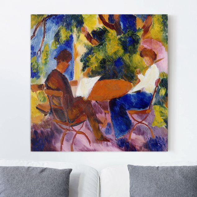 Expressionistische Gemälde August Macke - Paar am Gartentisch