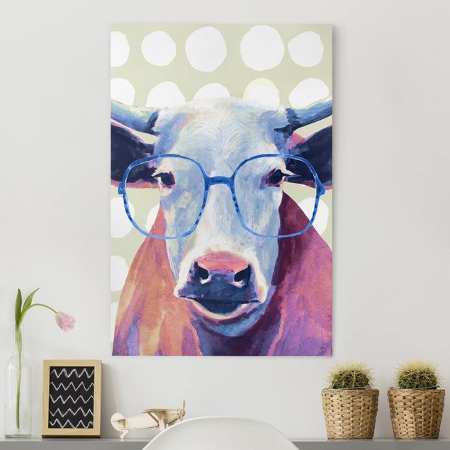 moderne Leinwandbilder Bebrillte Tiere - Kuh
