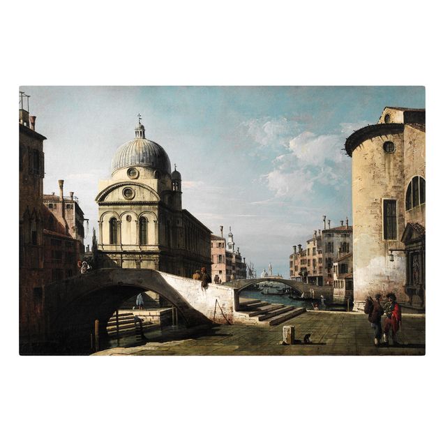 Leinwandbild - Bernardo Bellotto - Venezianisches Capriccio mit Ansicht von Santa Maria dei Miracoli - Quer 3:2