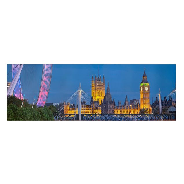 Leinwandbilder kaufen Big Ben und Westminster Palace in London bei Nacht