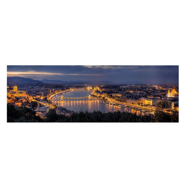 Leinwandbild - Blick über Budapest - Panorama Quer