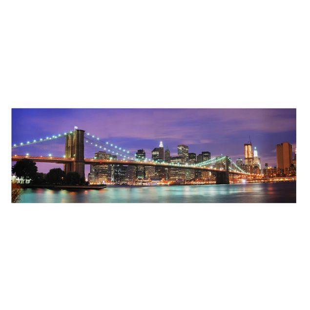 Leinwandbild - Brooklyn Bridge in New York City - Panorama Quer