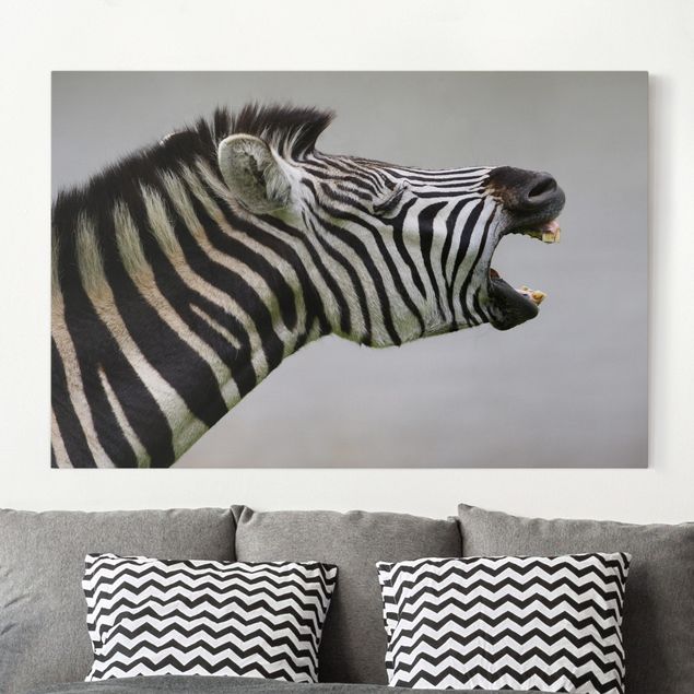 Leinwand schwarz-weiß Brüllendes Zebra