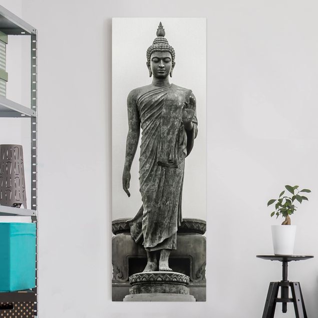 Leinwand schwarz-weiß Buddha Statue