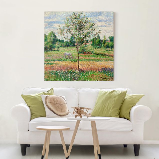 Leinwandbild Baum Camille Pissarro - Wiese mit Schimmel