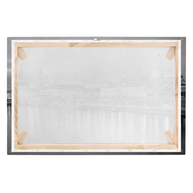 Leinwandbild Schwarz-Weiß - Canaletto-Blick bei Nacht II - Quer 3:2