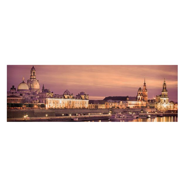 Leinwandbild - Canalettoblick Dresden - Panorama Quer