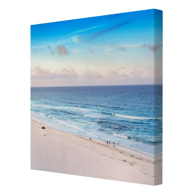Leinwandbild - Cancun Ozean Sonnenuntergang - Quadrat 1:1