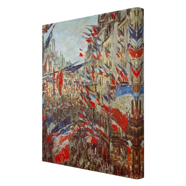 Leinwanddruck Claude Monet - Gemälde Straße im Flaggenschmuck - Kunstdruck Hoch 2:3 - Impressionismus
