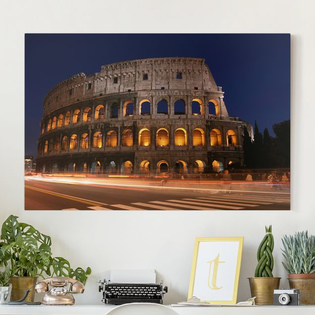 Skyline Leinwand Colosseum in Rom bei Nacht