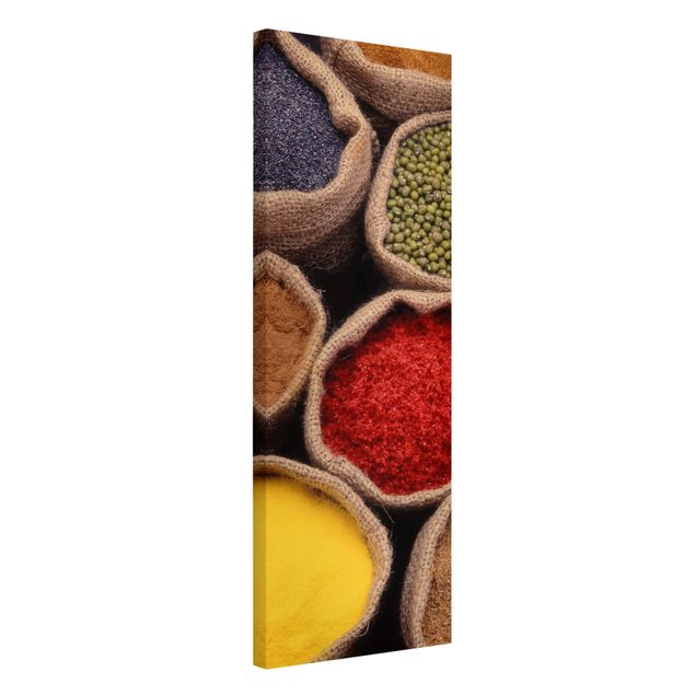 Leinwandbild - Colourful Spices - Panorama Hoch
