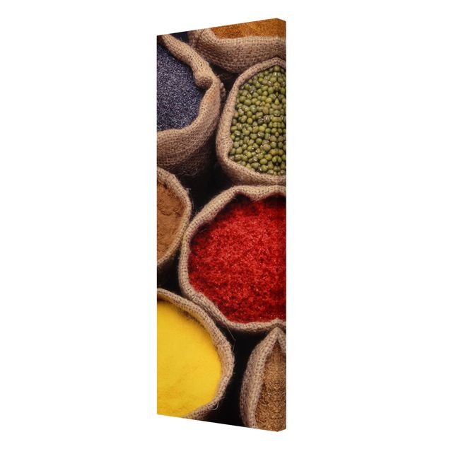 Leinwandbild - Colourful Spices - Panorama Hoch