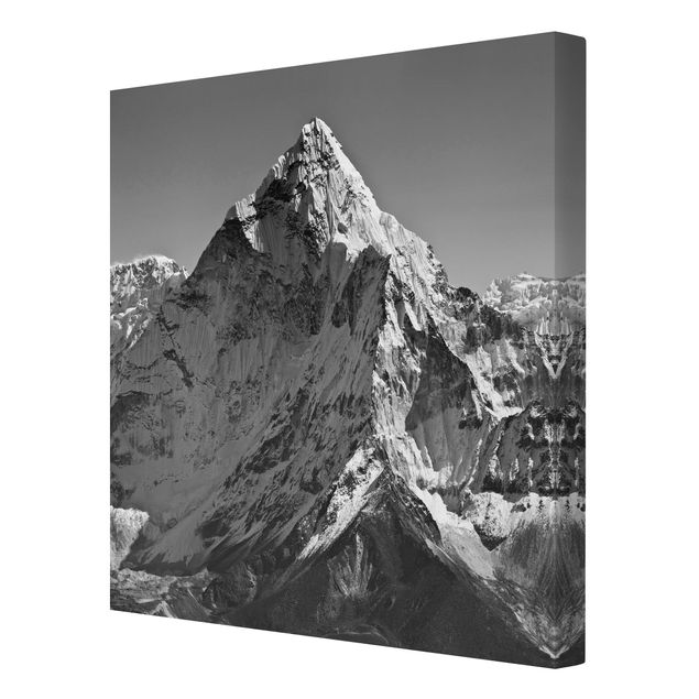 Leinwandbild Schwarz-Weiß - Der Himalaya II - Quadrat 1:1