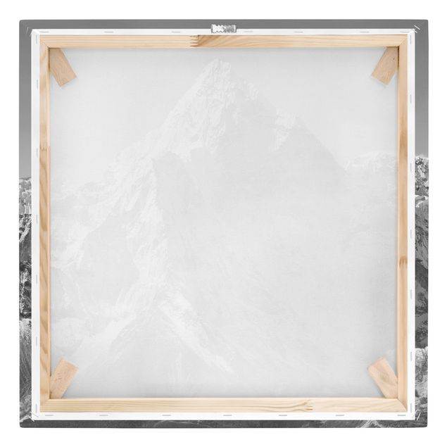 Leinwandbild Schwarz-Weiß - Der Himalaya II - Quadrat 1:1