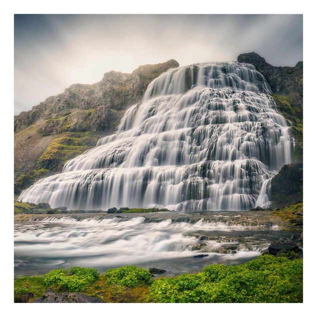 Leinwandbild - Dynjandi Wasserfall - Quadrat 1:1
