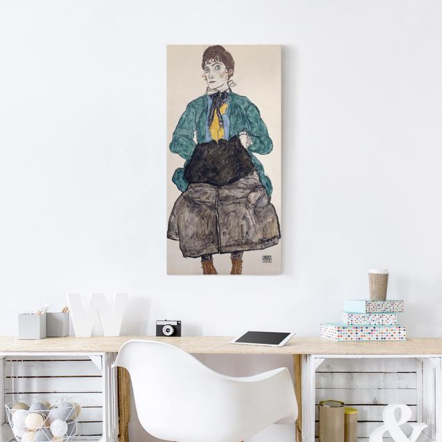 schöne Leinwandbilder Egon Schiele - Frau in grüner Bluse