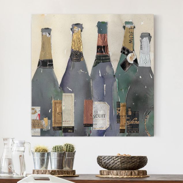 moderne Leinwandbilder Entkorkt - Champagner