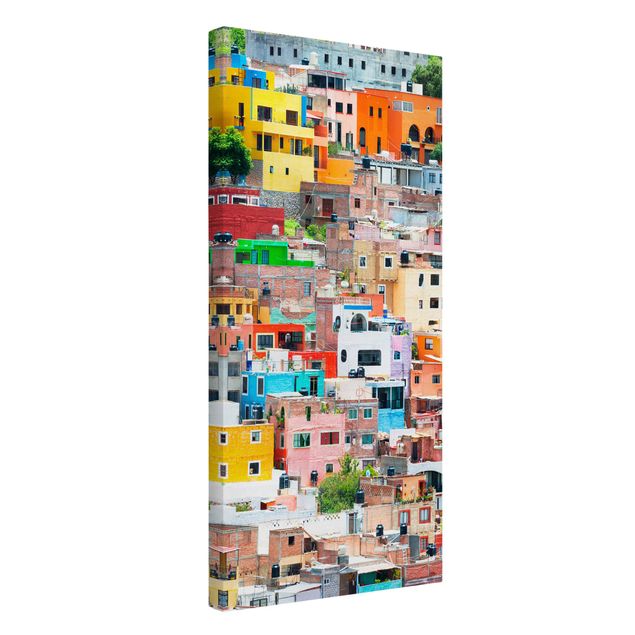Leinwandbild - Farbige Häuserfront Guanajuato - Hoch 2:3