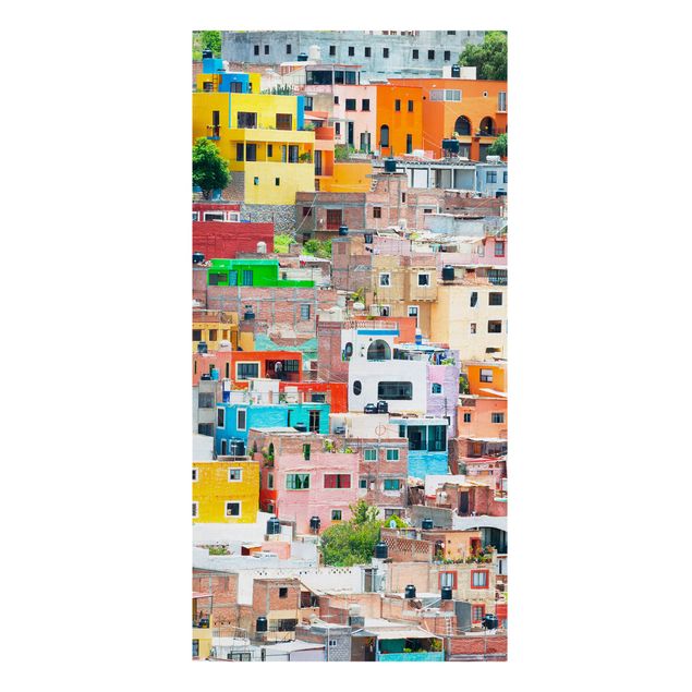 Leinwandbild - Farbige Häuserfront Guanajuato - Hoch 2:3
