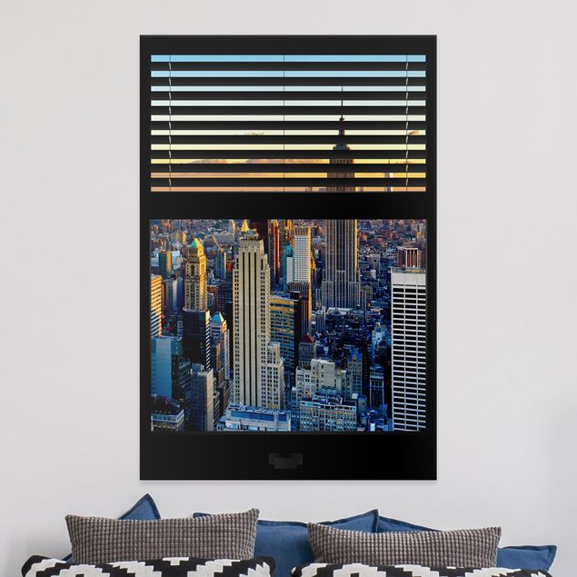 schöne Bilder Fensterausblick Jalousie - Sonnenaufgang New York