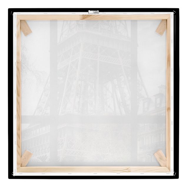 Leinwandbild - Fensterausblick Paris - Nahe am Eiffelturm - Quadrat 1:1