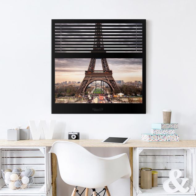 Skyline Leinwand Fensterblick Jalousie - Eiffelturm Paris