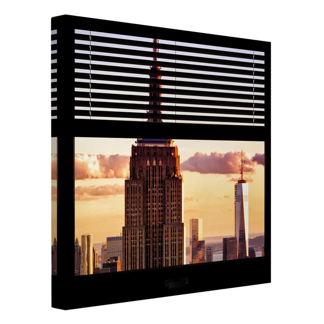 schöne Leinwandbilder Fensterblick Jalousie - Empire State Building New York