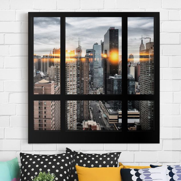 New York Leinwand Fensterblick New York mit Sonnen-Reflexion