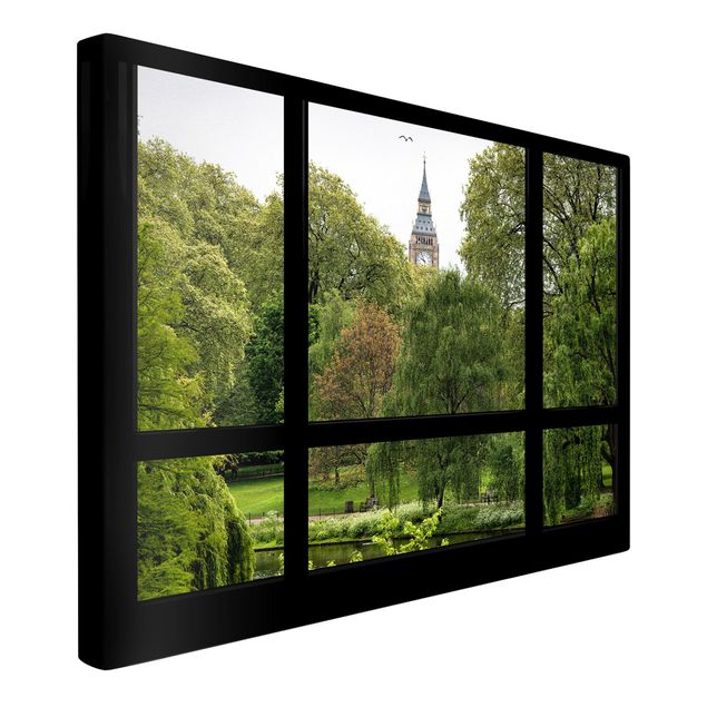 Leinwandbilder Fensterblick über St. James Park auf Big Ben