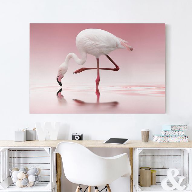 Tierbilder Leinwand Flamingo Dance
